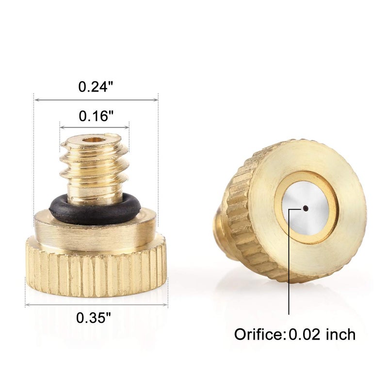 CozyCabin 20 Pcs Low Pressure Brass Misting Nozzles Misting Water Mister Nozzle for Garden, Patio, Greenhouse, Outdoor Cooling Mister System 0.016" Orifice (0.4mm) Thread UNC 10/24 - Image 3